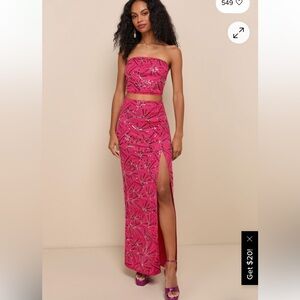 Lulu's Pink Patterned Skirt Set